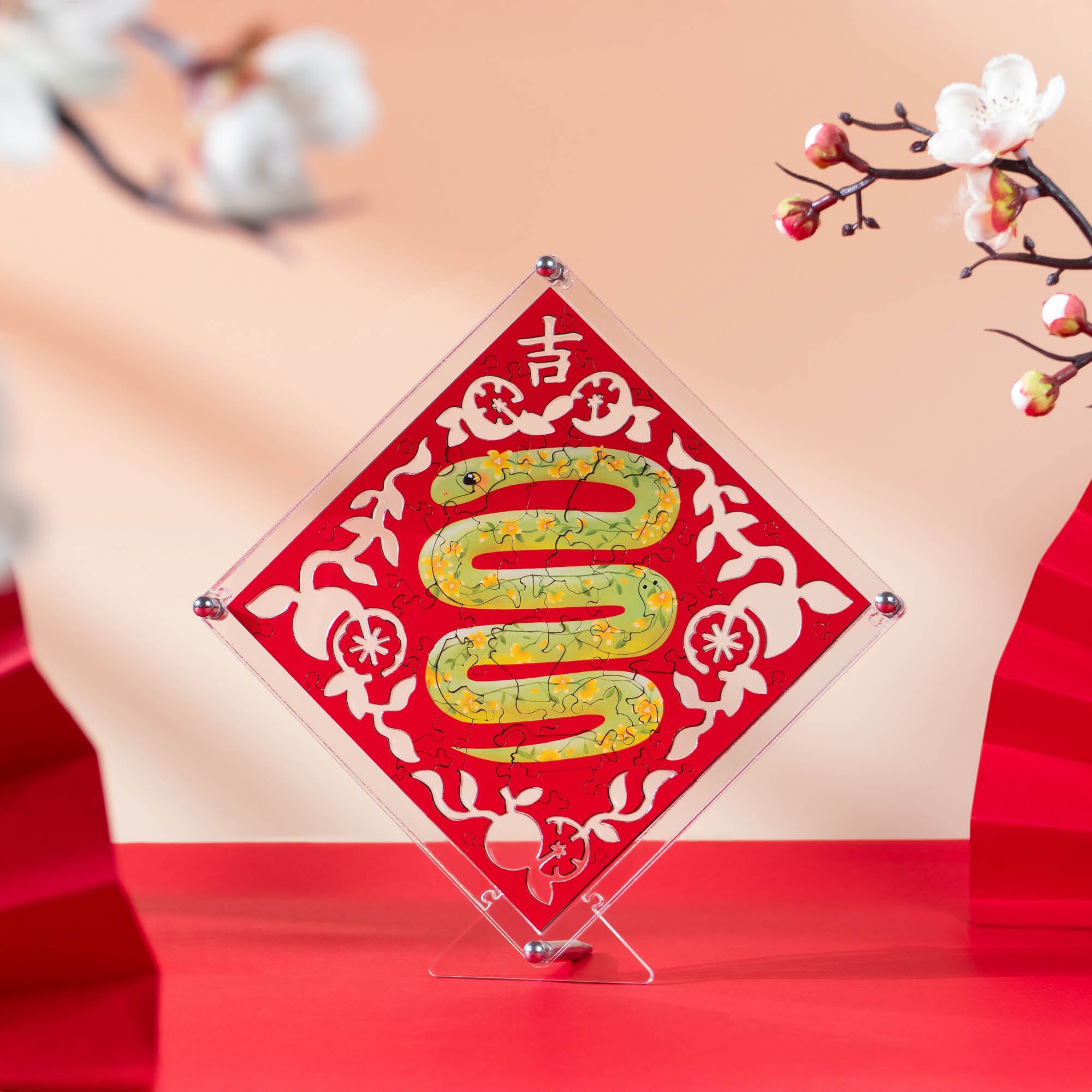 Paper Cutting Spring Couplets-Green Snake