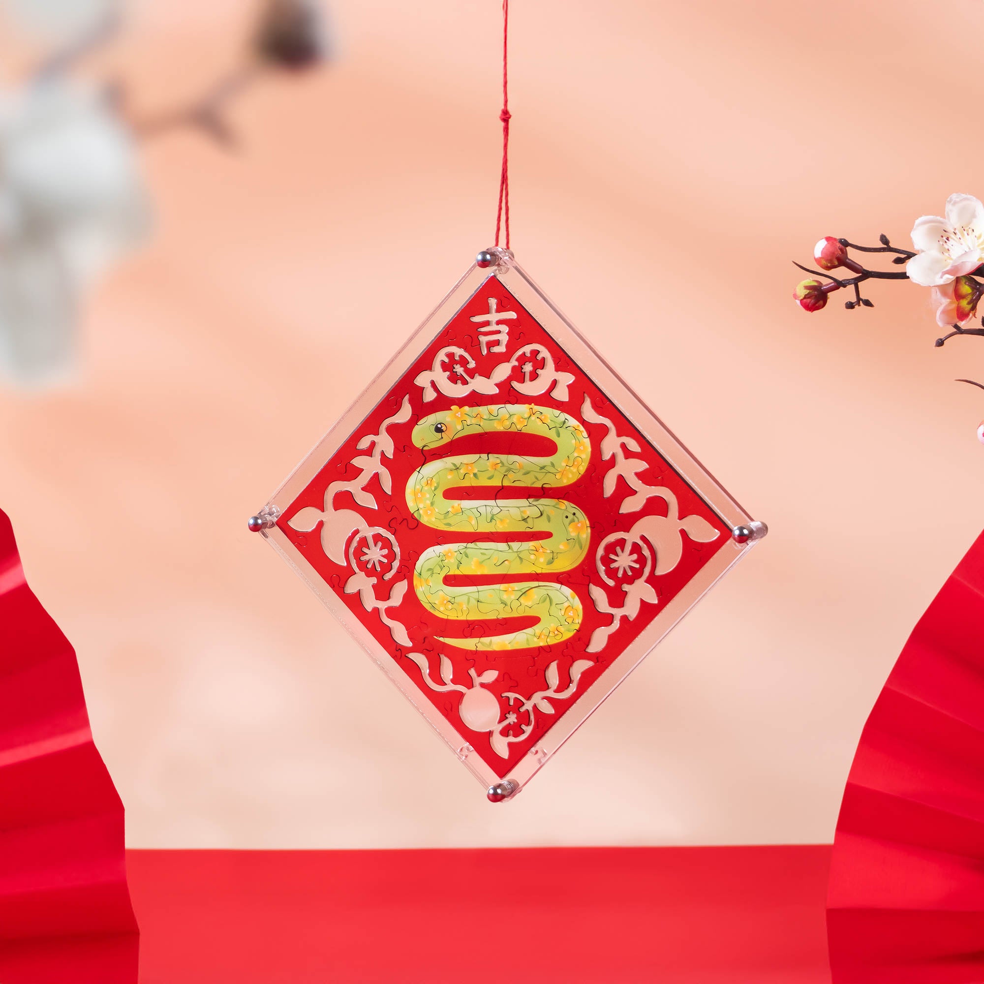 Paper Cutting Spring Couplets-Green Snake