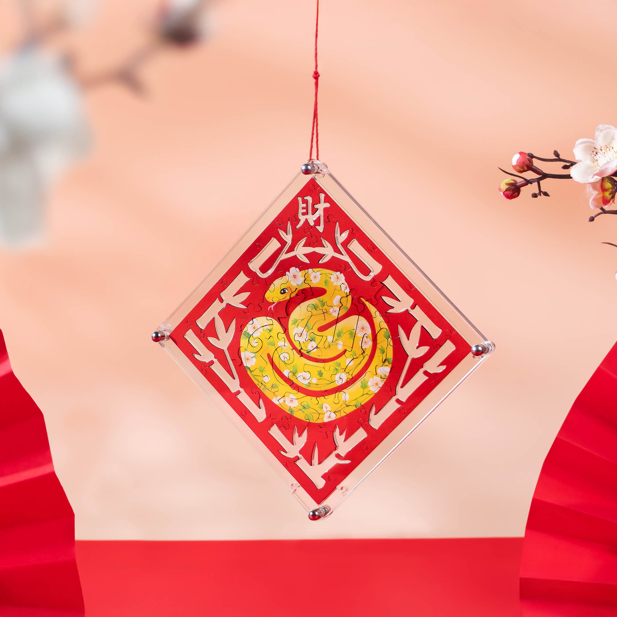 Paper Cutting Spring Couplets-Gold Snake