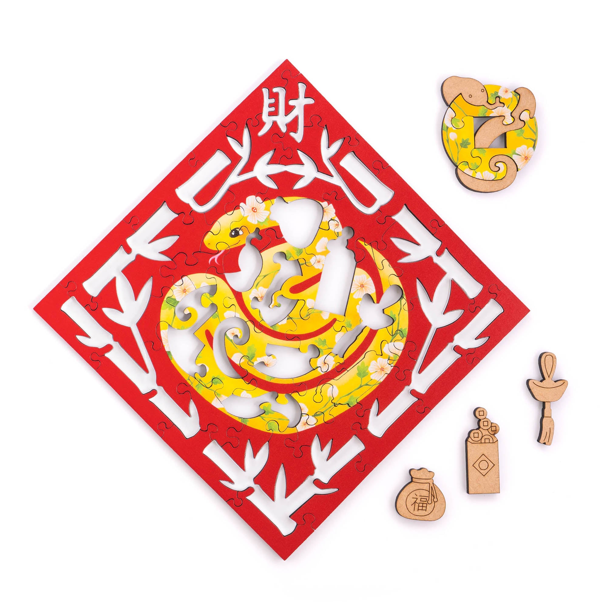 Paper Cutting Spring Couplets-Gold Snake