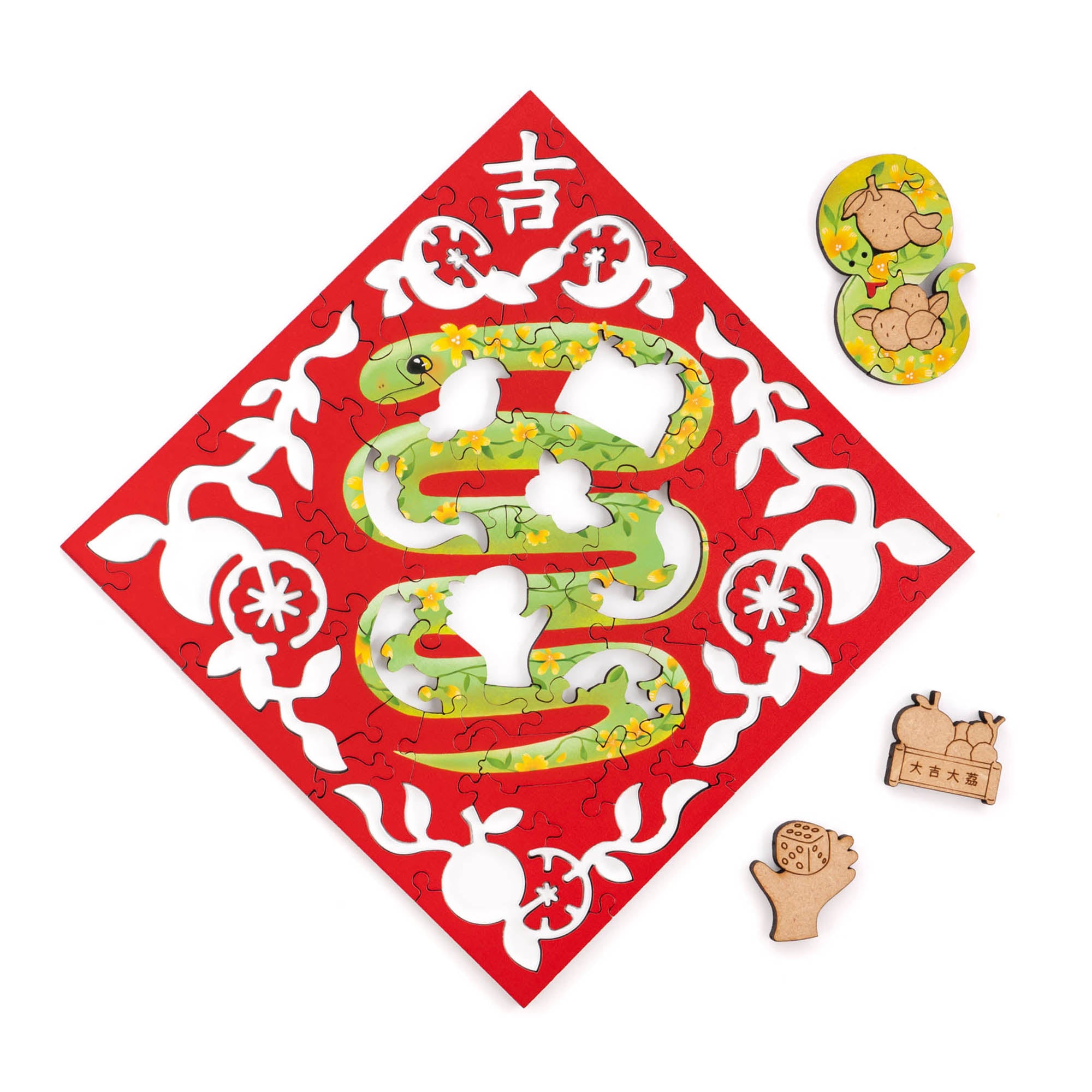 Paper Cutting Spring Couplets-Green Snake