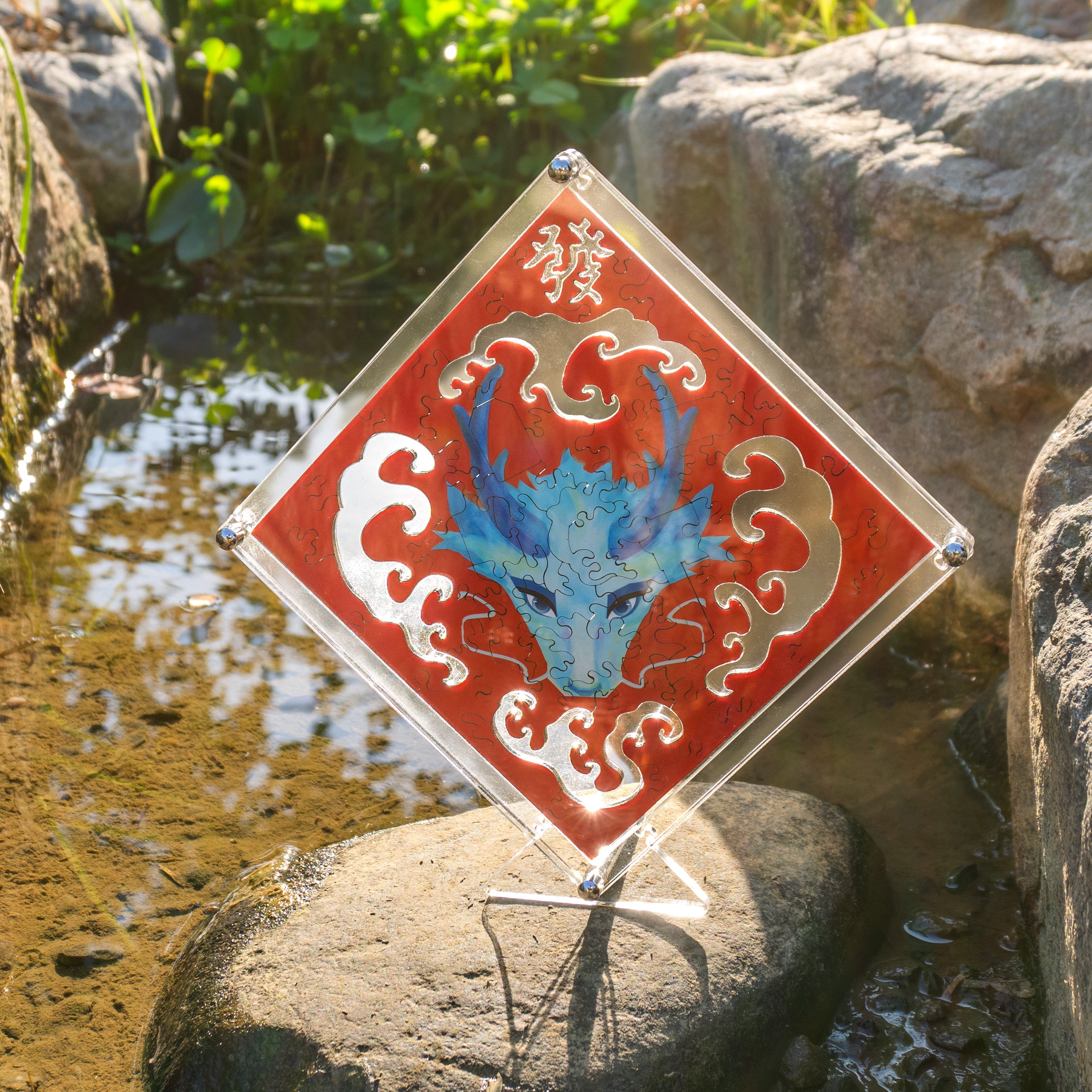 Paper Cutting Spring Couplets-Blue Dragon