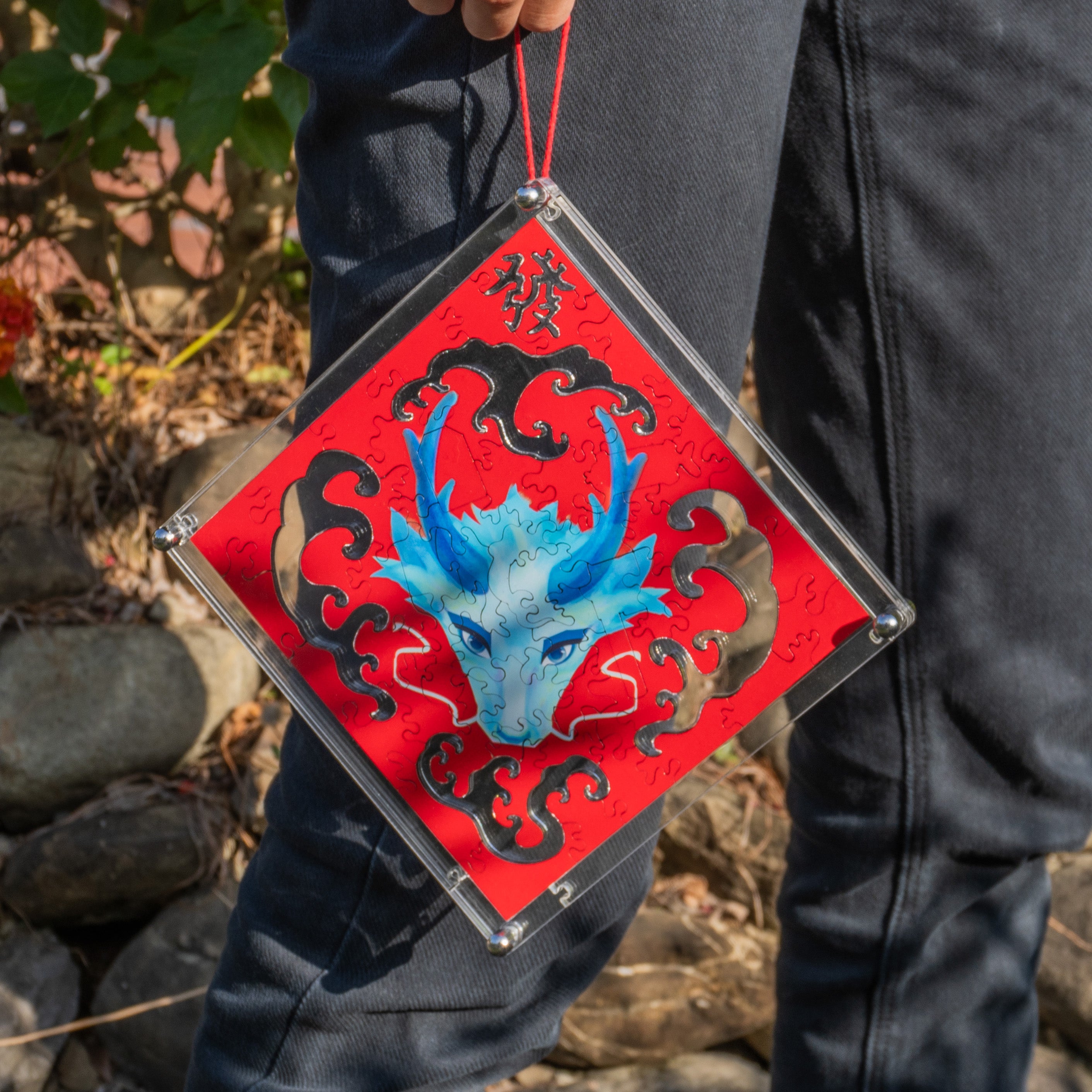 Paper Cutting Spring Couplets-Blue Dragon