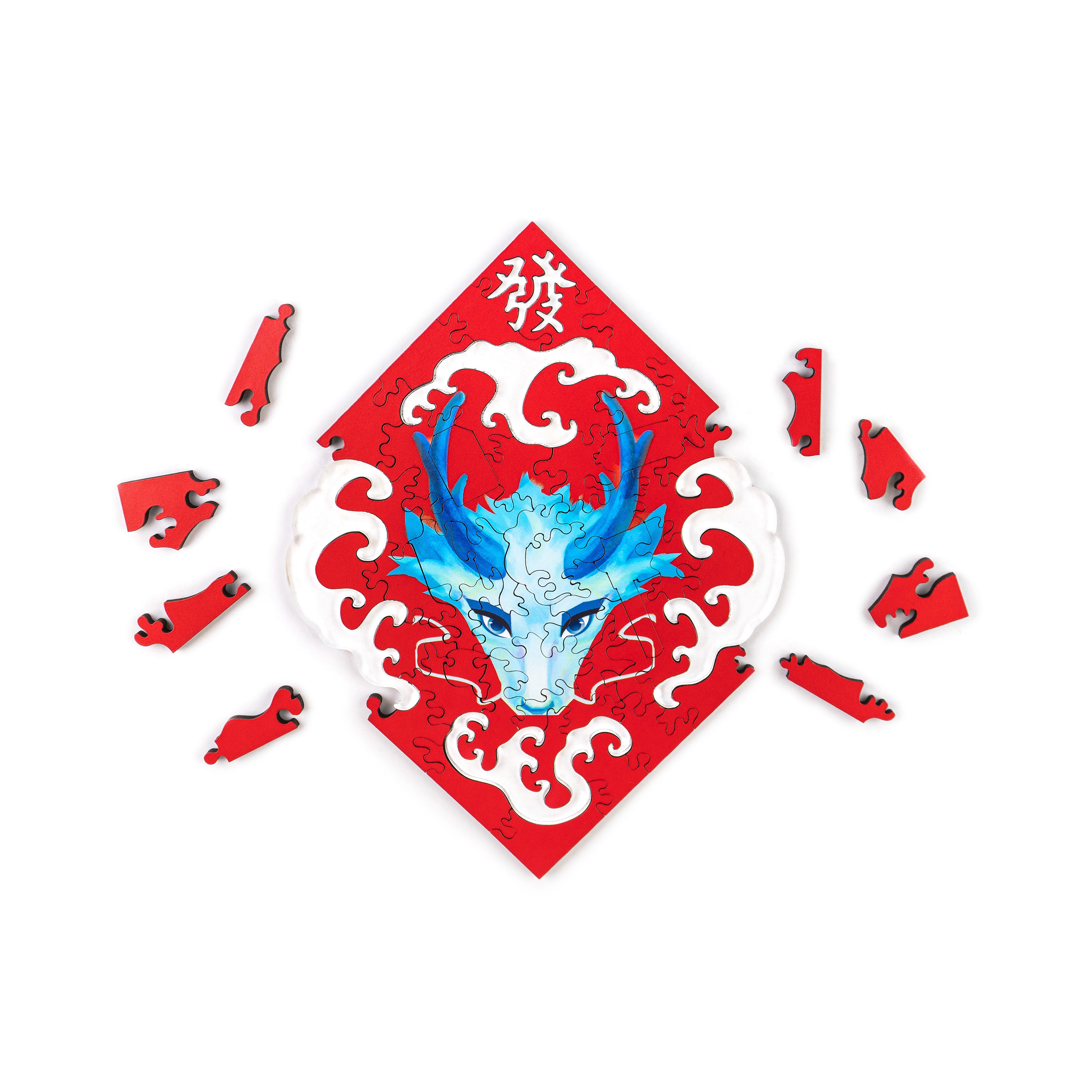 Paper Cutting Spring Couplets-Blue Dragon