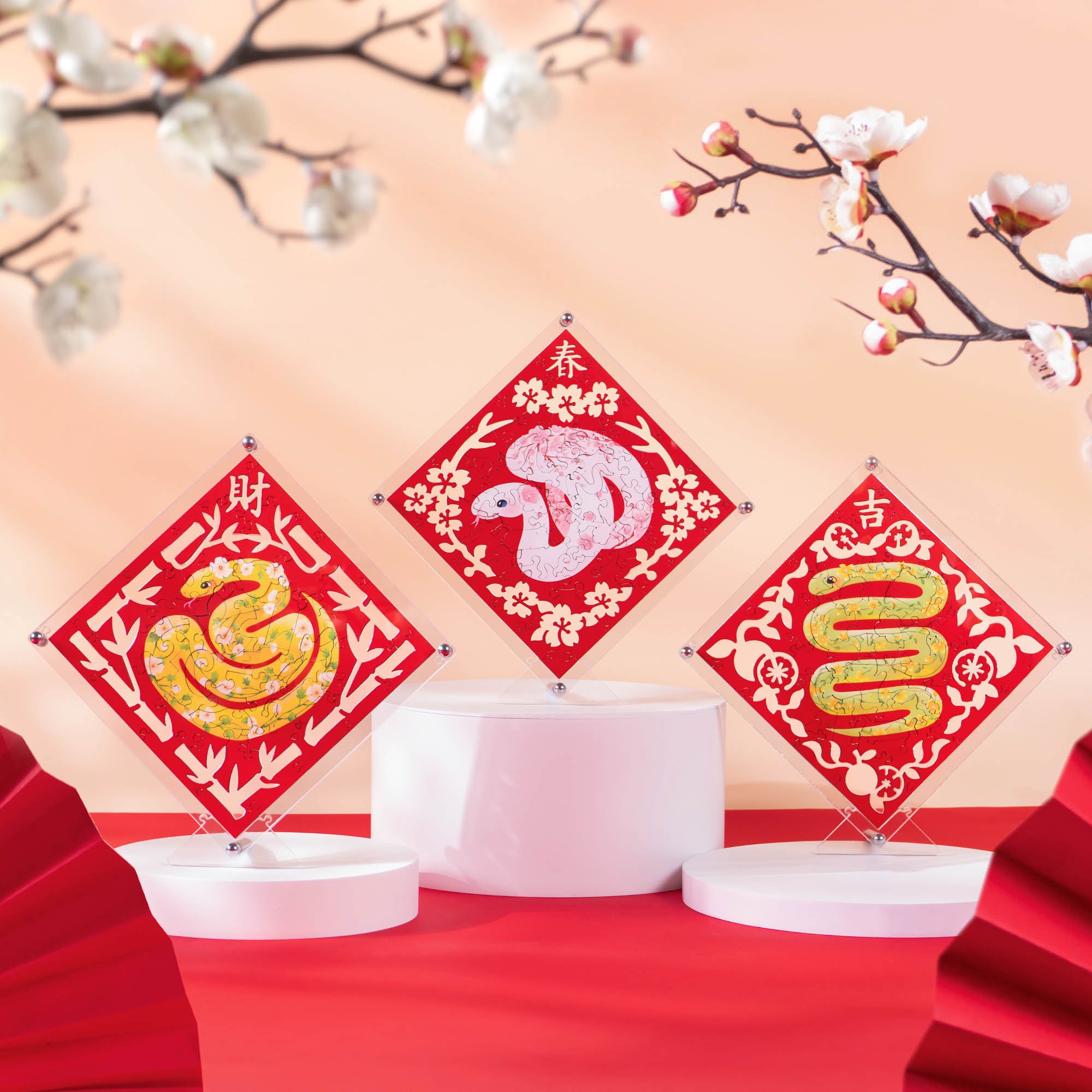 Paper Cutting Spring Couplets-Gold Snake