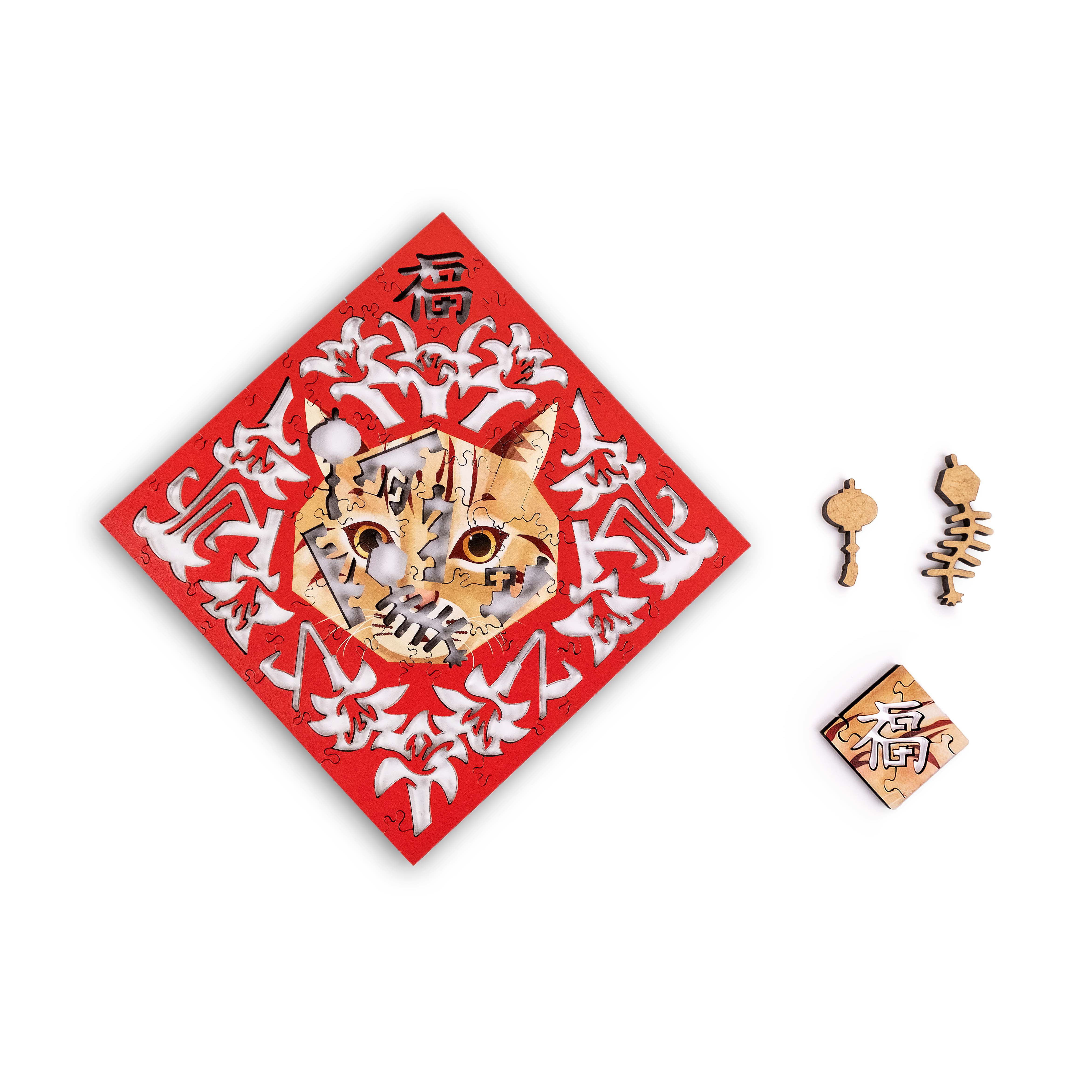 Paper Cutting Spring Couplets-leopard cat