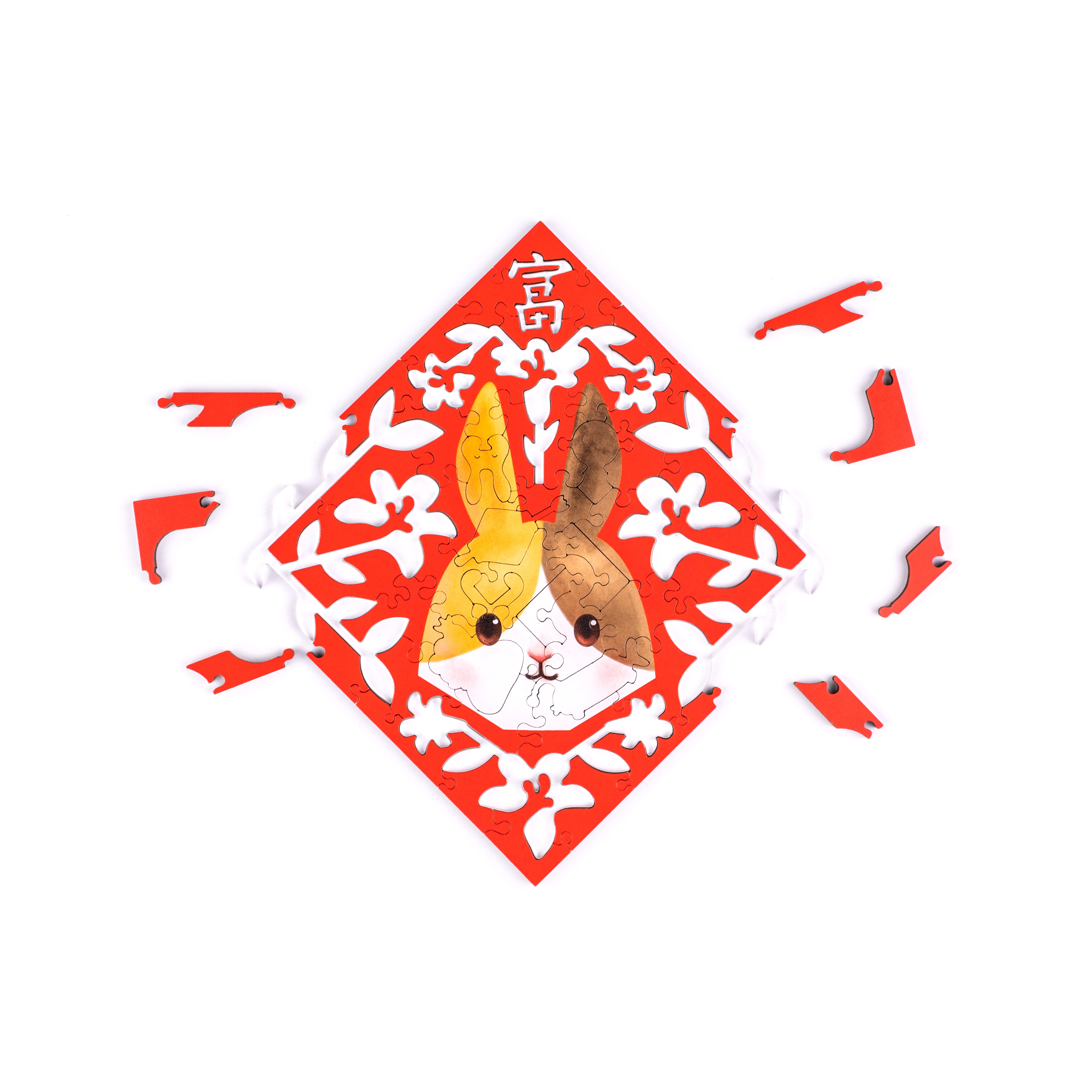 Paper Cutting Spring Couplets-Calico Rabbit