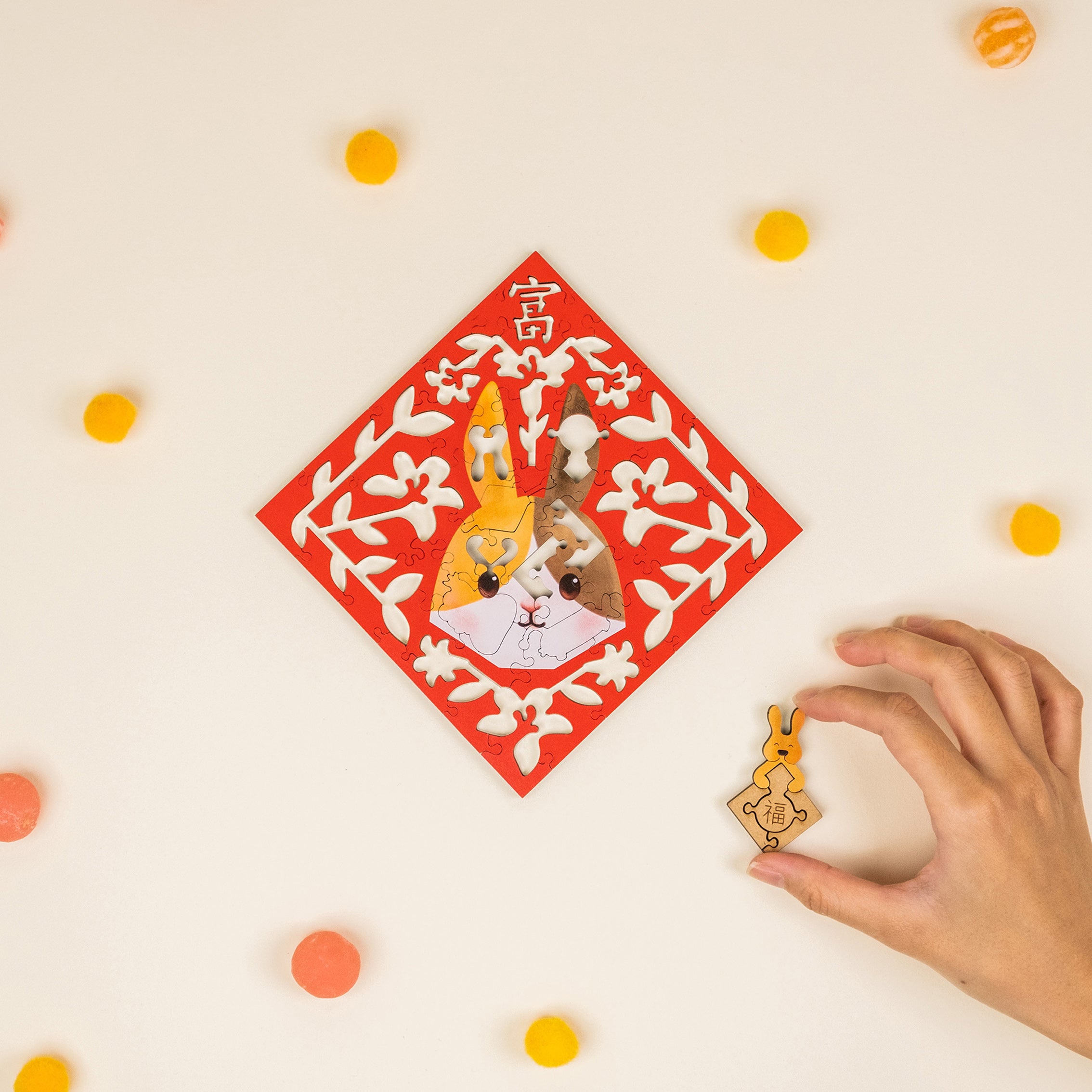 Paper Cutting Spring Couplets-Calico Rabbit