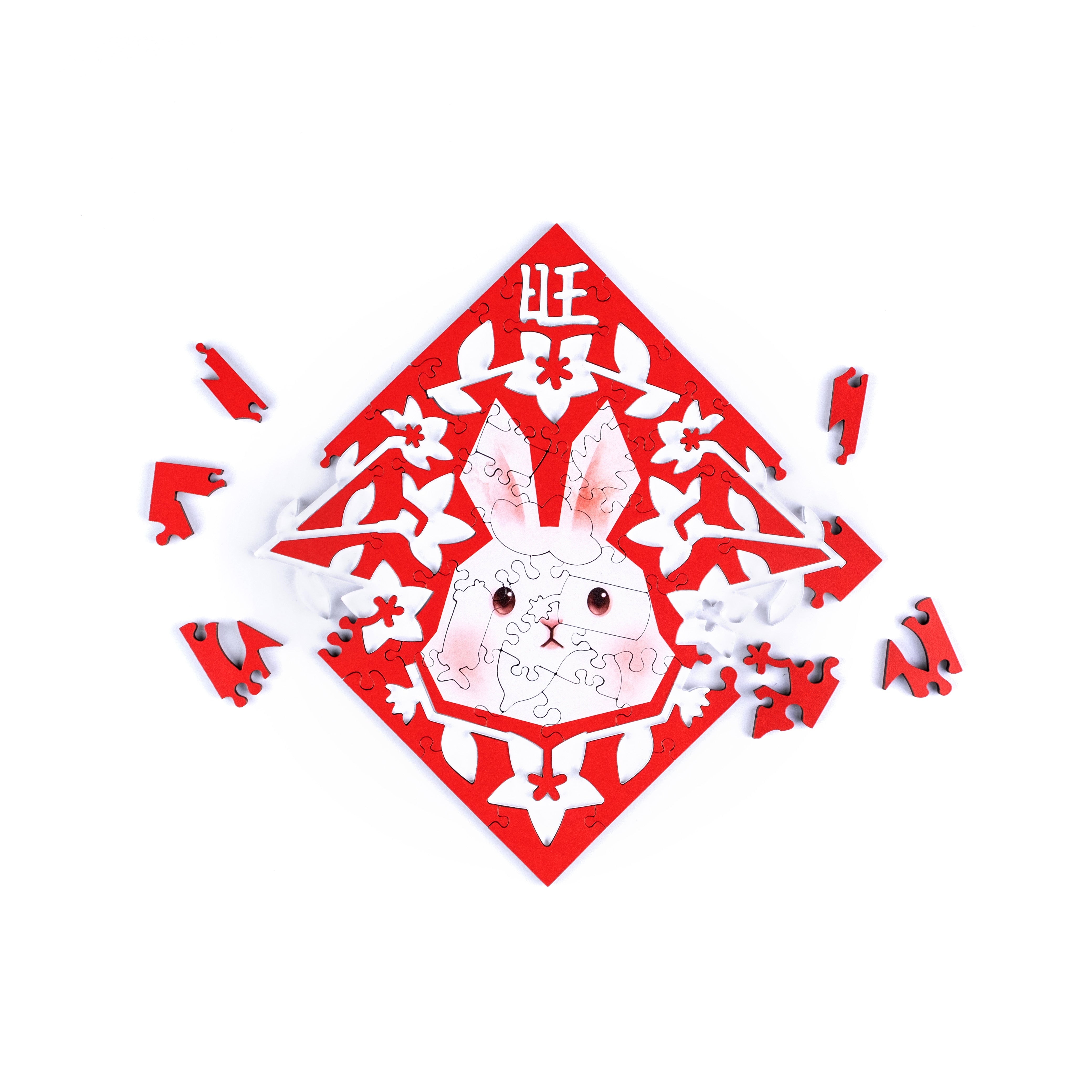 Paper Cutting Spring Couplets-White Rabbit