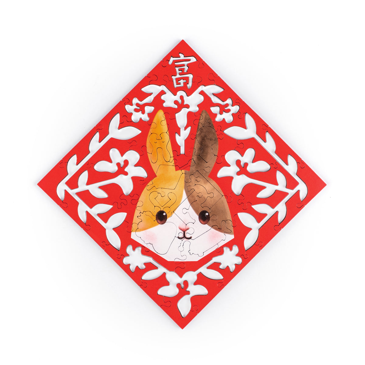 Cunico Rabbit Paper Cutting Spring Couplets-Calico Rabbit |Hellofish Wooden Puzzle