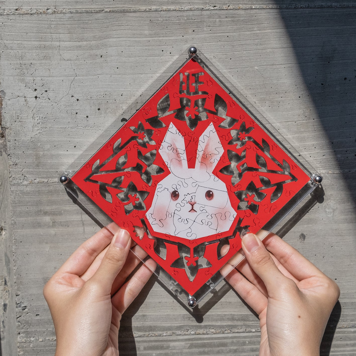 Paper Cutting Spring Couplets-White Rabbit |Hellofish Wooden Puzzle