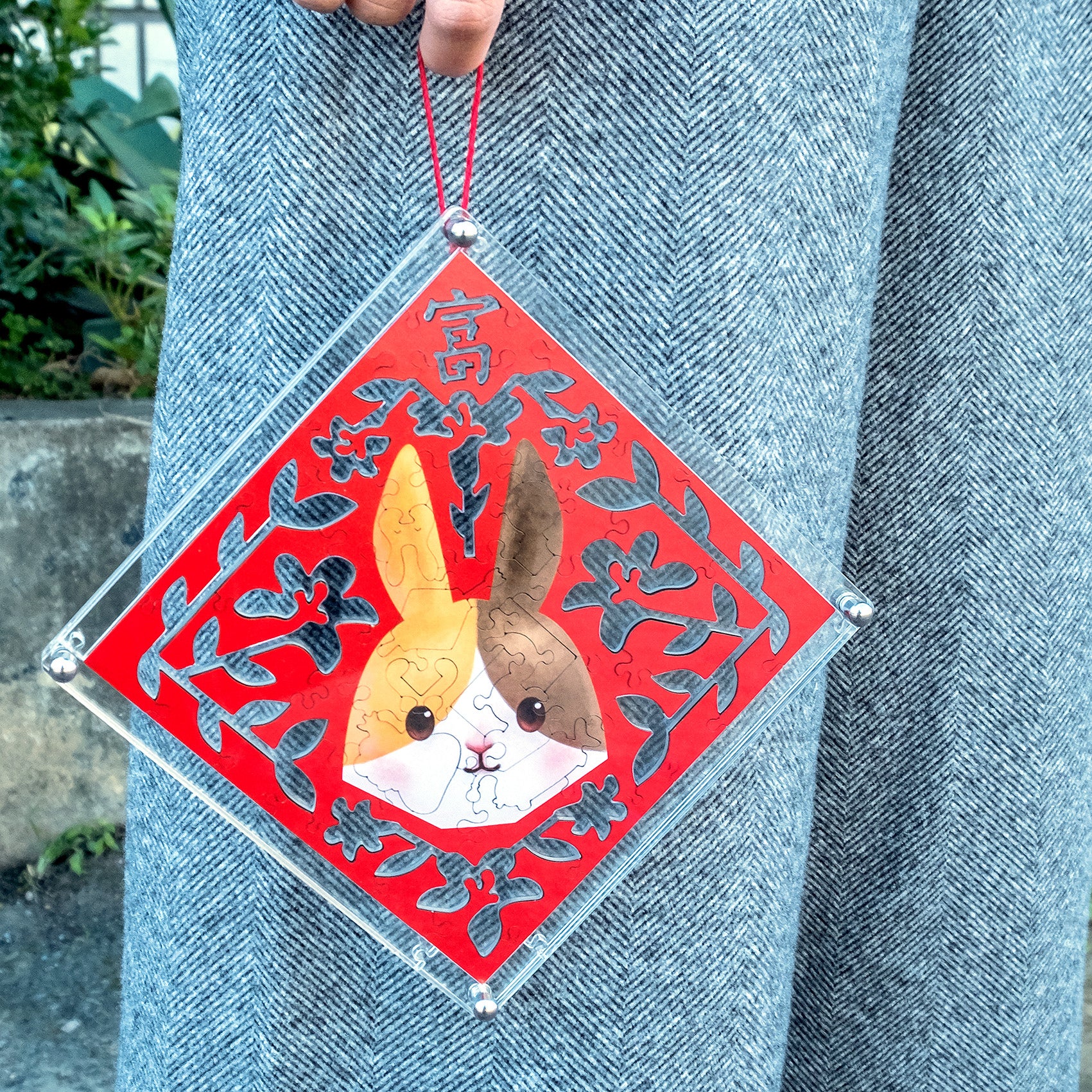 Cunico Rabbit Paper Cutting Spring Couplets-Calico Rabbit |Hellofish Wooden Puzzle