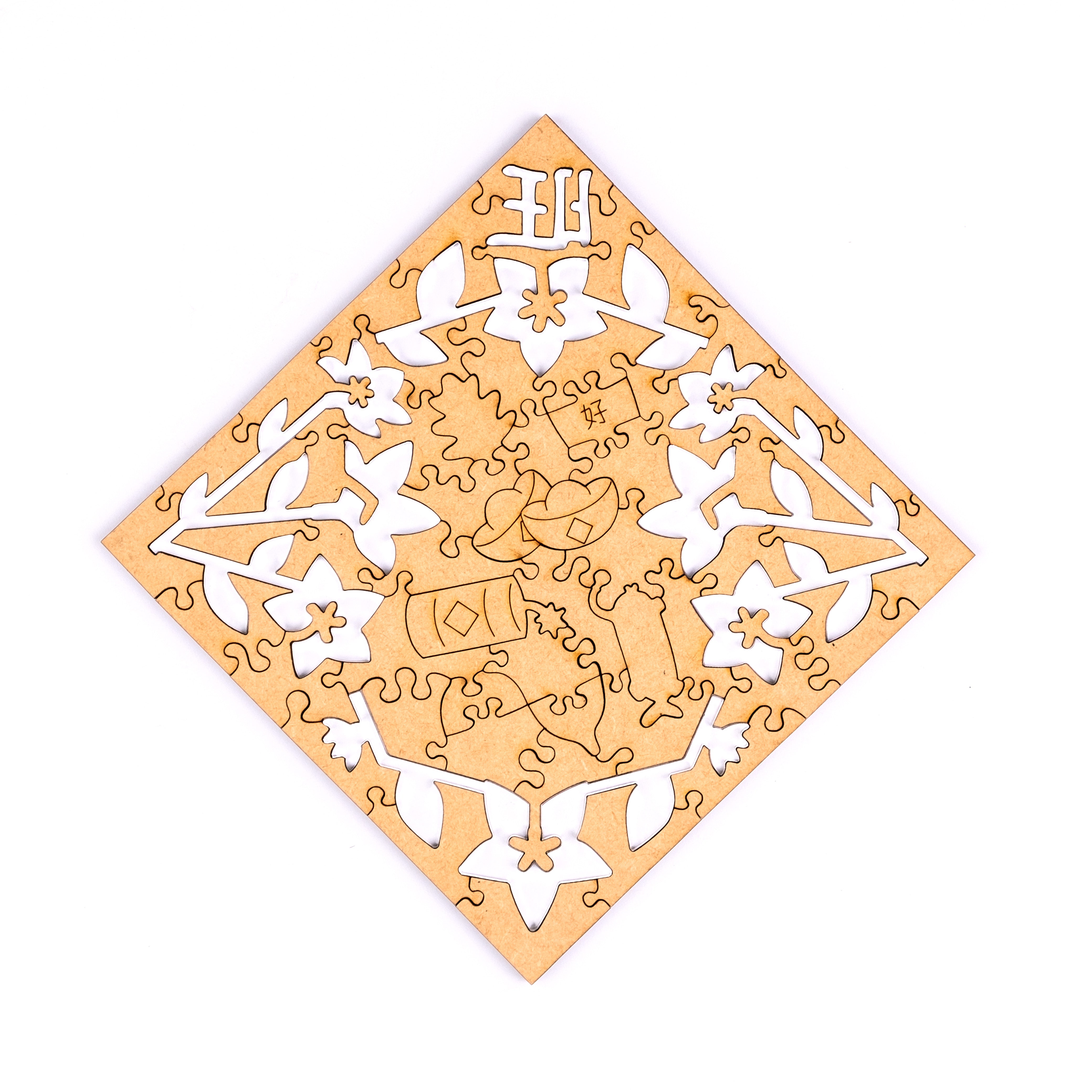 Paper Cutting Spring Couplets-White Rabbit |Hellofish Wooden Puzzle